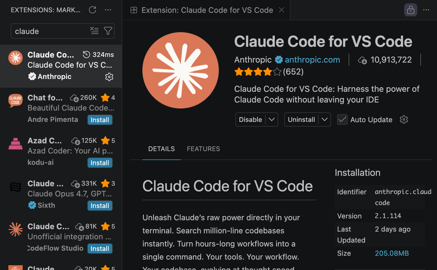 Claude extension install